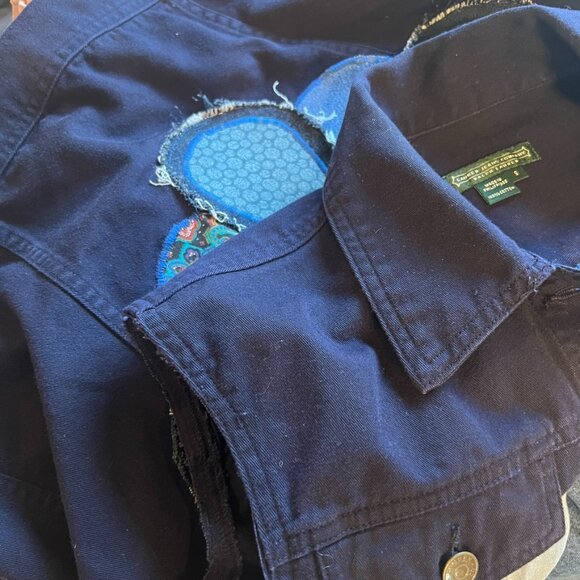 Upcycled Ralph Lauren Sleeveless Denim Vest – Patchwork Flower Jacket, Size S - Picture 5 of 5